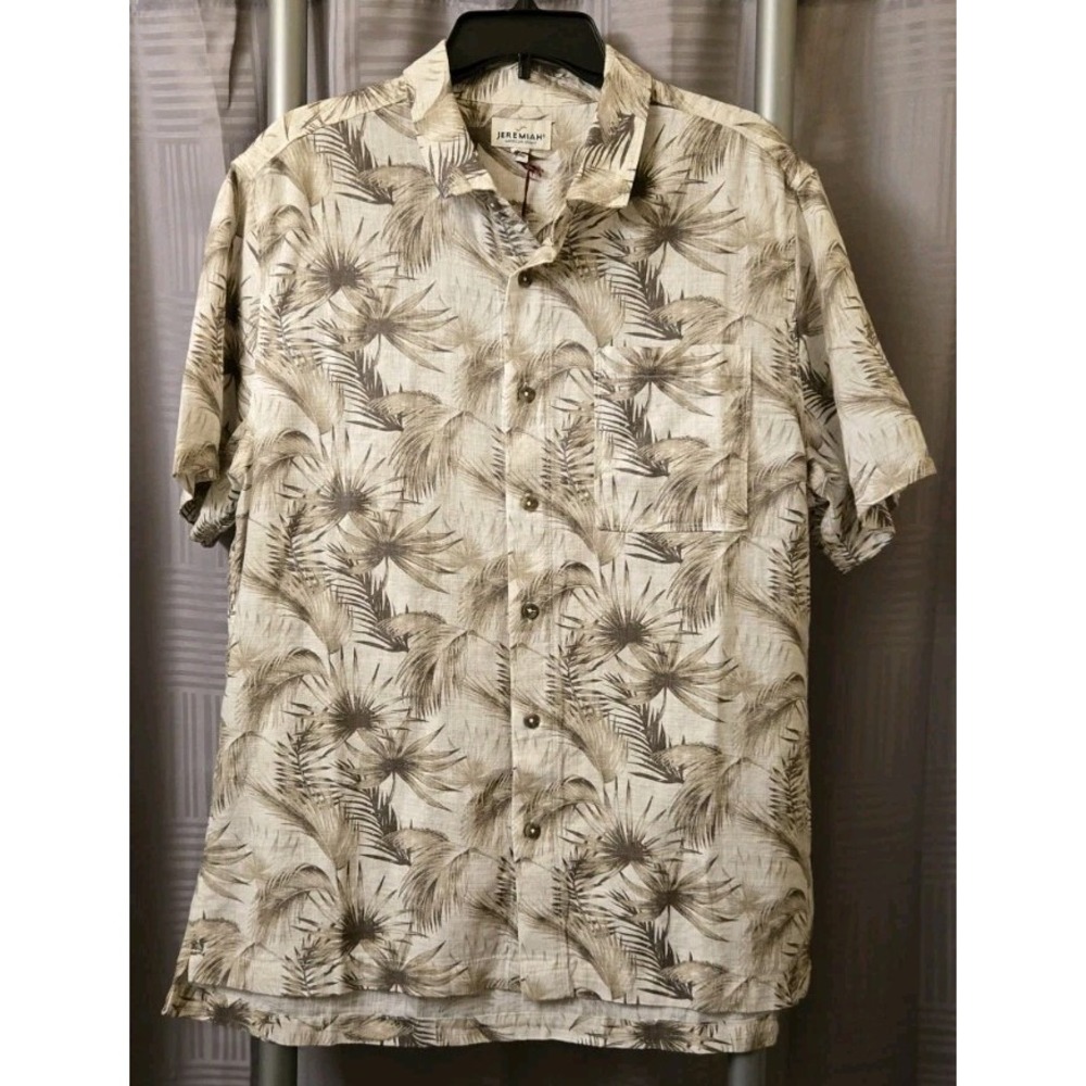 Jeremiah‎ American Legacy Tropical Tan Brown Short Sleeve Shirt Men's Large